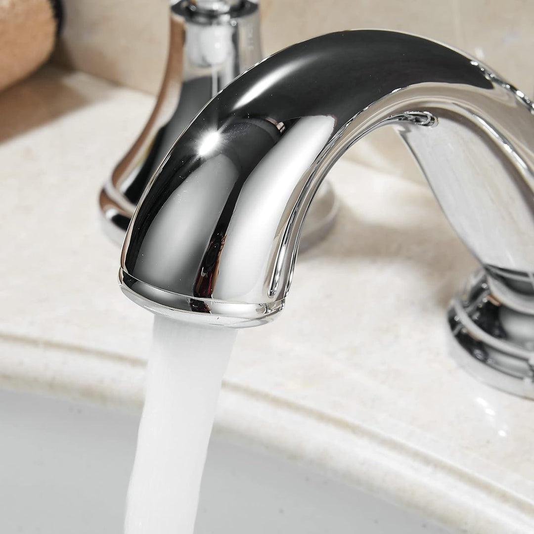 Kelelife Wasserhahn Bad, Waschbecken Mischbatterie mit Zwei Griffen DREI Löchern, poliertes Chrom, P