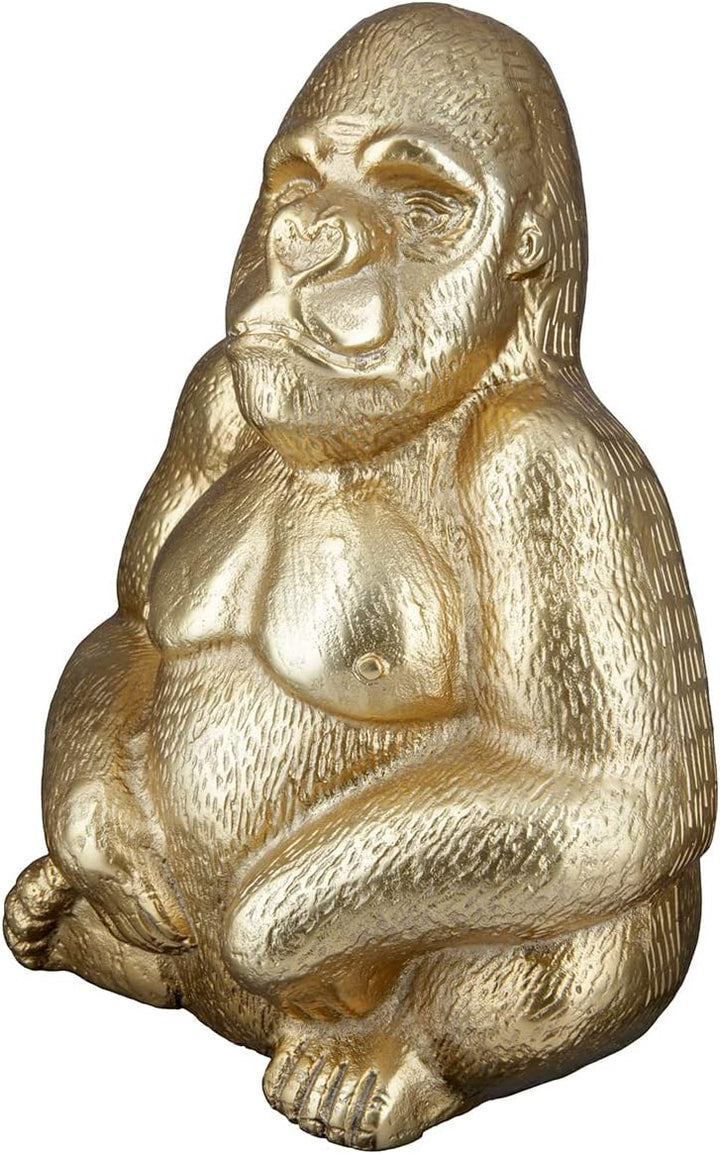 GILDE Deko Tier Figur Skulptur Gorilla - Moderne Kunst und Dekoaration aus Kunstharz - Farbe: Gold -
