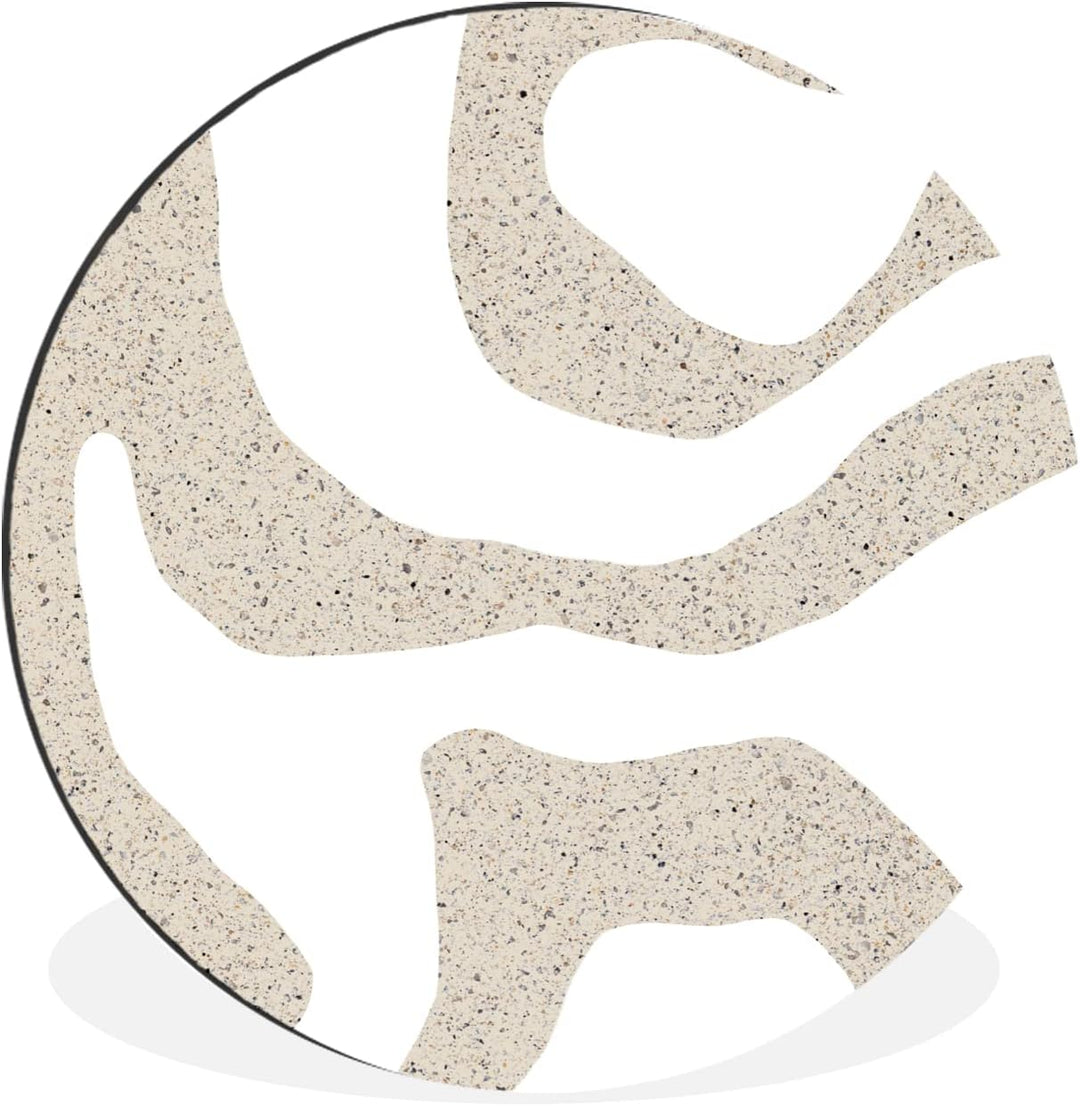 MuchoWow Wandbild Rund Wanddeko Deko Wohnzimmer Bilder 60x60 cm Abstrakt - Terrazzo - Design - Beige