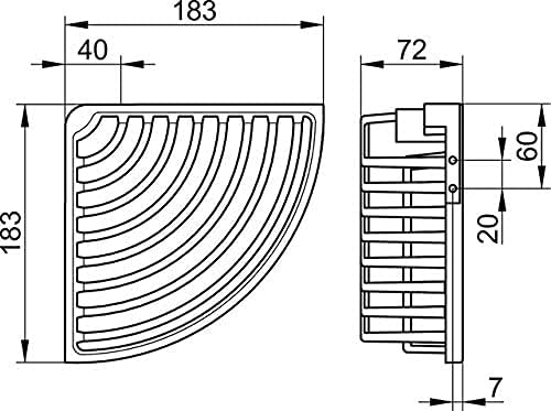 Keuco Eck-Duschkorb aus Metall hochglanz-verchromtes Gitter, abnehmbar, verdeckte Befestigung, 26x7,