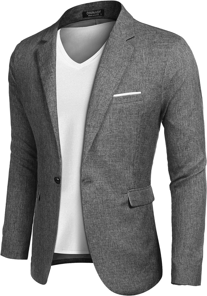 COOFANDY Herren Anzugjacke Sakko Sportlich Freizeit Blazer Regular Fit Männer Anzug EIN Knopf Busine