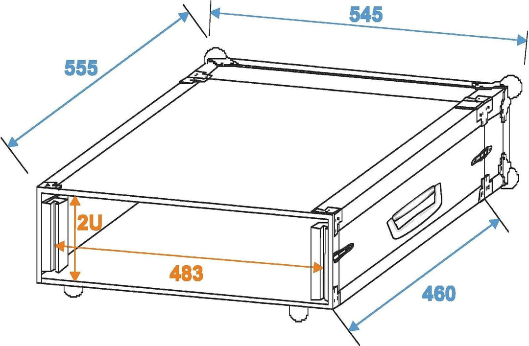 ROADINGER Verstärkerrack PR-1, 2HE, 47cm tief | Flightcase für 483-mm-Geräte (19") | mehrschichtig v