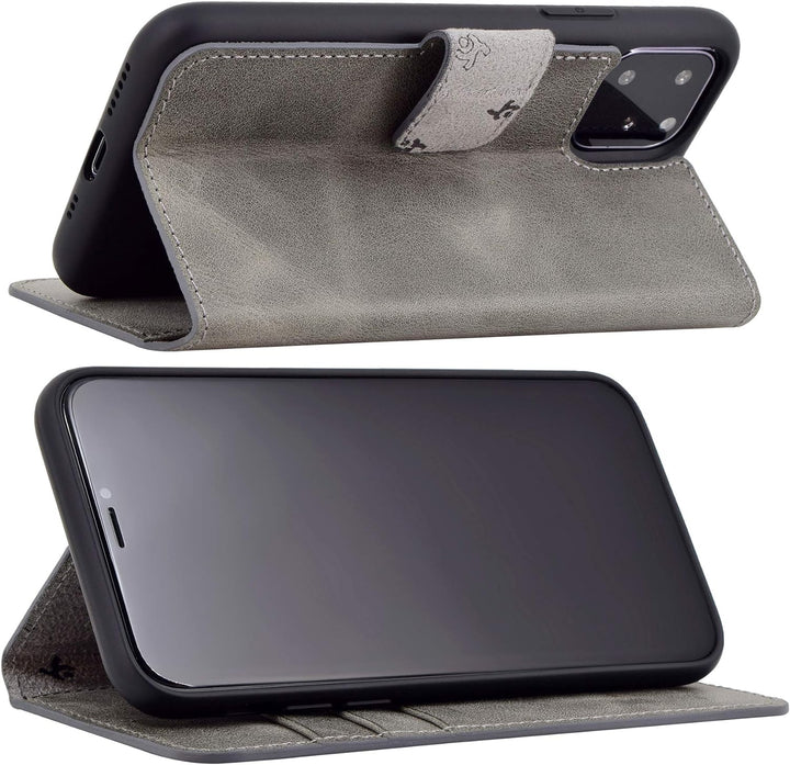 Suncase Book-Style Hülle kompatibel mit iPhone 11 Pro (5.8 Zoll) Leder Tasche (Slim-Fit) Lederhülle