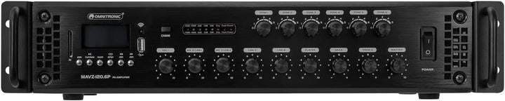 OMNITRONIC MAVZ-120.6P ELA-Mischverstärker | 6-Zonen-ELA-Mono-Mischverstärker, MP3-Player & IR-FB, Z
