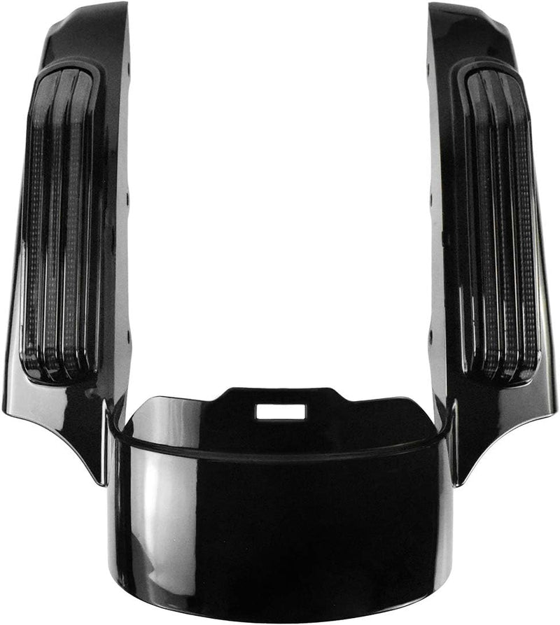 HDBUBALUS Motorcycle Rear Fender Fascia with LED Light Black Lense Fit for Harley Touring Road Glide