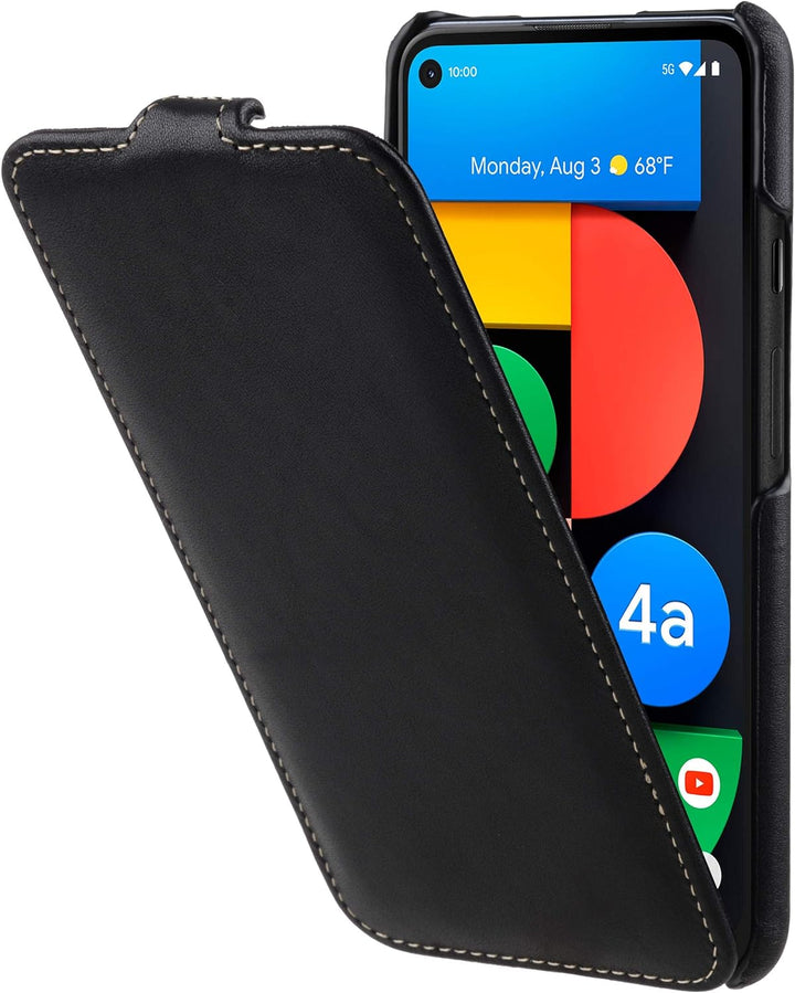 STILGUT UltraSlim kompatibel mit Google Pixel 4a 5G Hülle - Pixel 4a 5G Flip Case aus Leder, Klapphü