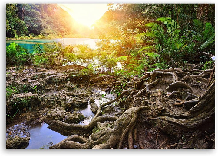 Feeby Vlies Leinwandbild Exotische Natur 90x60 cm Wand Bild Kunstdruck Deko Wohnzimmer Wohnungs Deko