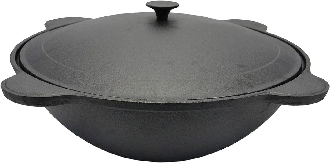 rukauf Kazan aus Gusseisen mit Deckel 19 Liter Wok Kasan Asien Schmortopf Camping 19L, 19 L