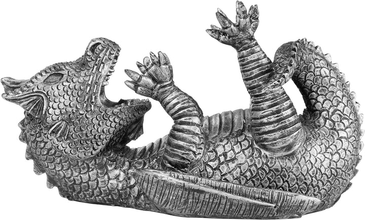 BRUBAKER Weinflaschenhalter durstiger Drache Silber - Fantasy Flaschenhalter Drachenmodel - Flaschen