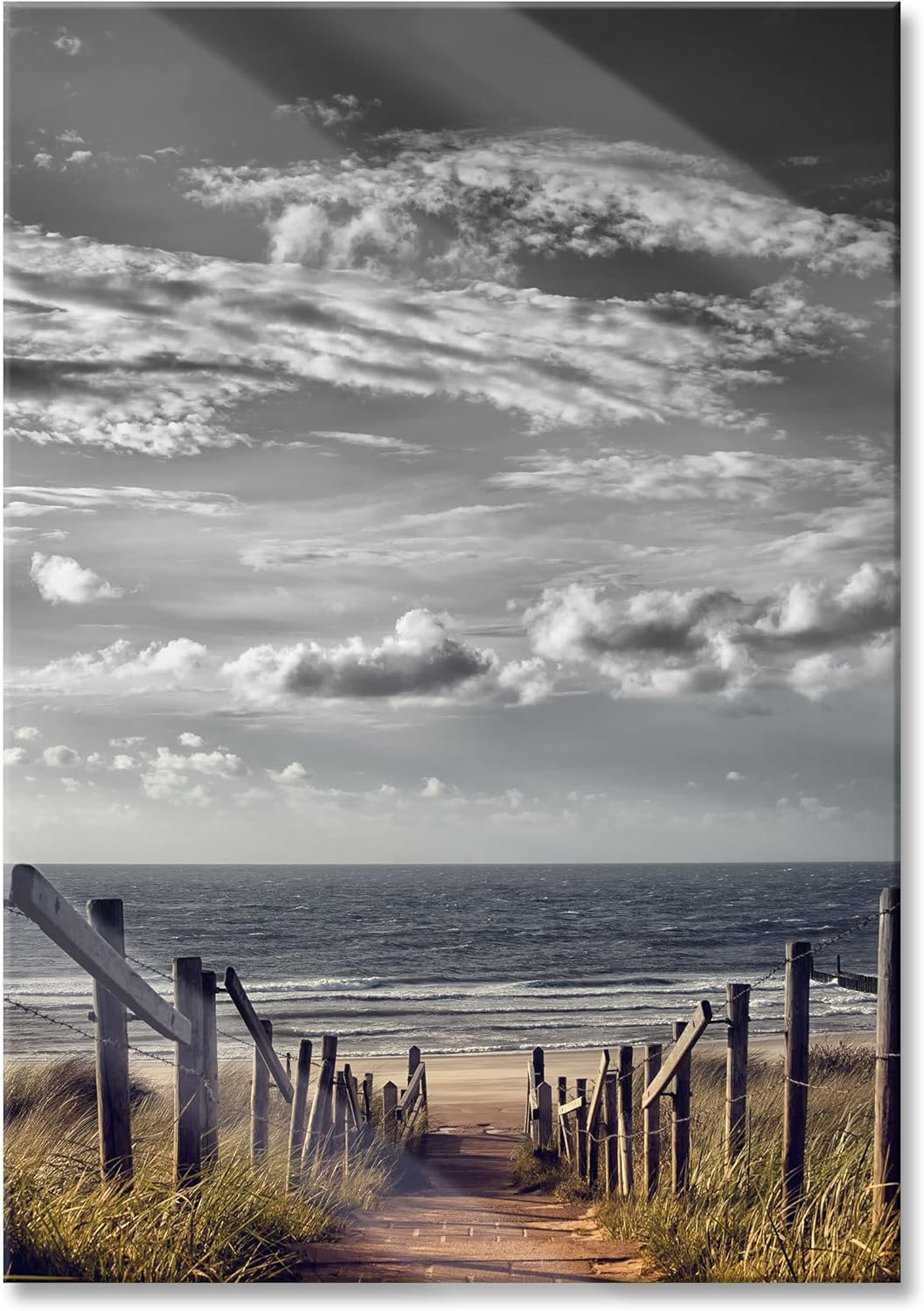 Pixxprint Glasbild | Wandbild aus Echtglas | Weg zum Strand am Meer | 70x100 cm | inkl. Aufhängung u