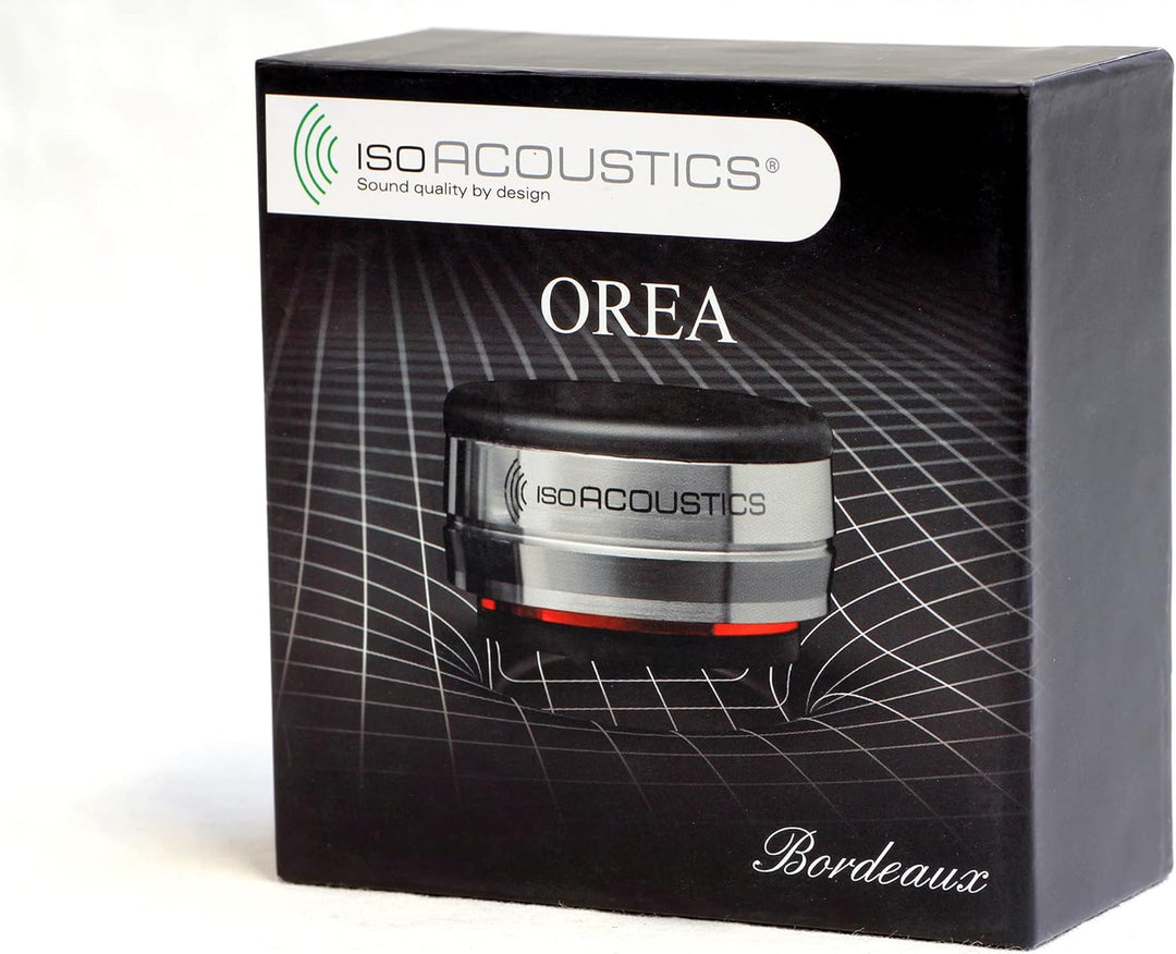 IsoAcoustics Orea-Serie mit Isolatoren für HiFi-Komponenten OREA Bordeaux – 14,5 kg max./Stück Borde