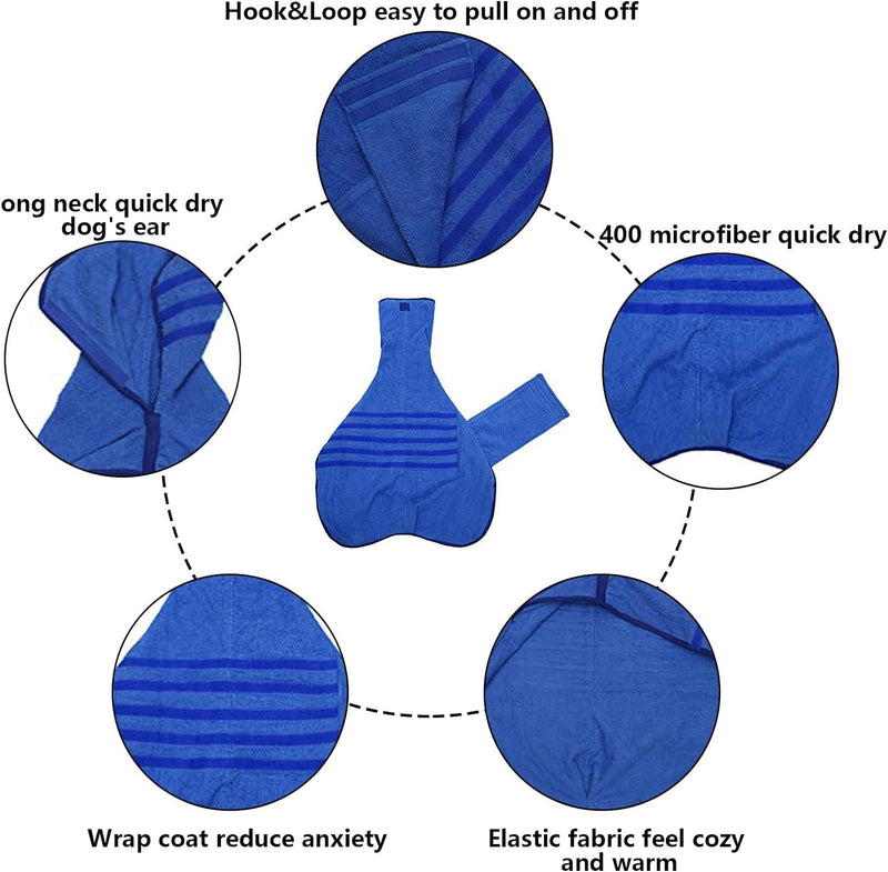 Morezi Hundebademantel-Jackenweste,schnelltrocknendes Baumwoll-Stretchhandtuch,geeignet für Haustier