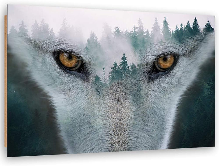 Feeby Wanddeko Wolf Bild Kunstdruck modern abstrakt Grau 80x60 cm Deko Paneel 80x60 cm Grau_a, Deko