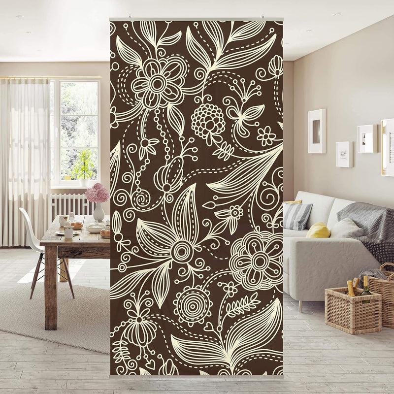 Raumteiler Kinderzimmer Art Nouveau Monochrome 250x120cm mit transp. Halterung inkl. transparenter H