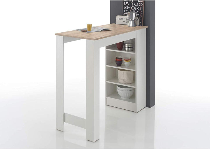 moebel-dich-auf.de Bartisch Stehtisch Mojito mit Regal in Eiche Sonoma/weiss in 115 * 50 cm