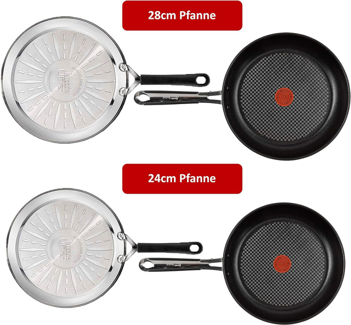 Tefal E30 Jamie Oliver Pfannenset Induktion 4 tlg -SET9- Edelstahl Pfanne 28 cm gross + Pfanne 24 cm