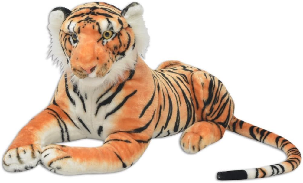 Festnight_ XXL Plüschtiger Tiger-Form Plüschtier 146x40cm Stofftiger Stofftier Plüsch Kuscheltier Sp