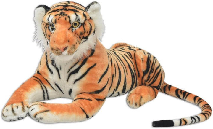 Festnight_ XXL Plüschtiger Tiger-Form Plüschtier 146x40cm Stofftiger Stofftier Plüsch Kuscheltier Sp