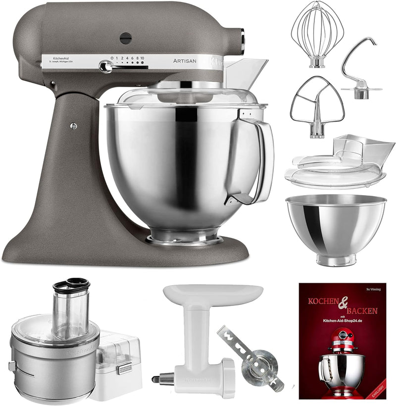 KitchenAid Küchenmaschine Artisan - P24 Food Processor Set Spezial 185er (K) - 5KSM185PSEGR inkl. Fo