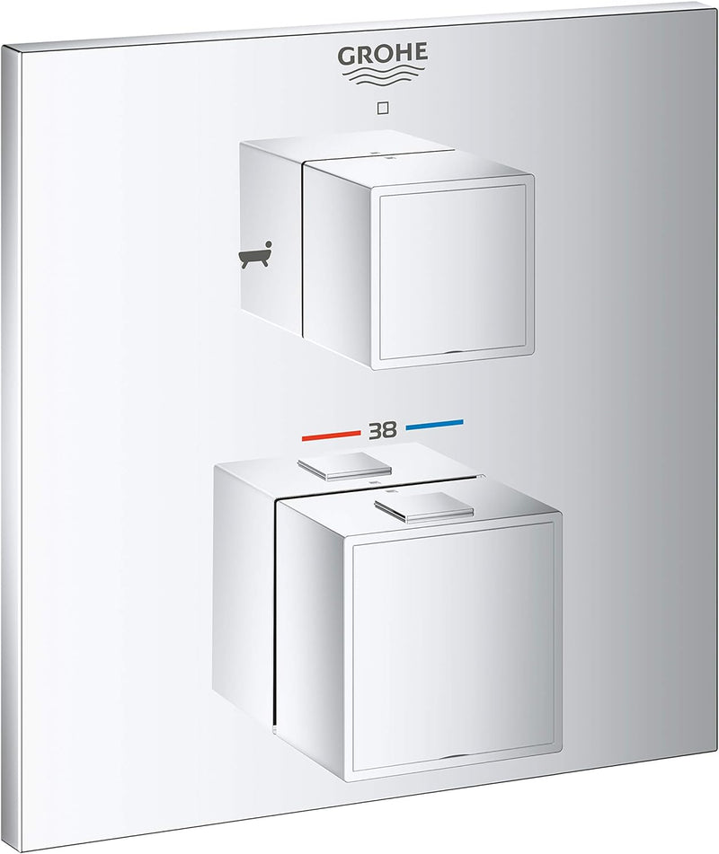 GROHE Grohtherm Cube | Thermostat-Wannenbatterie mit integrierter 2-Wege-Umstellung | chrom | 241550