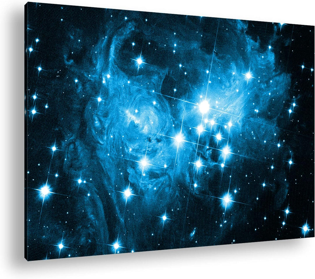 deyoli Galaxie V838 Format 80x60 Effekt: Monocrome Blau als Leinwandbild, Motiv fertig gerahmt auf E