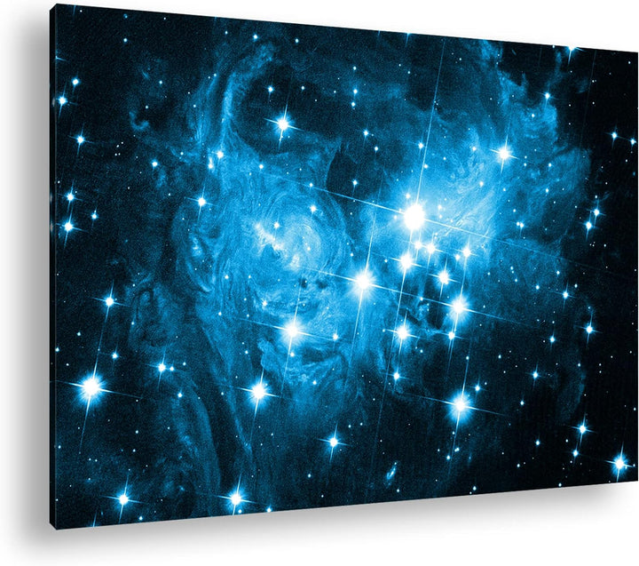 deyoli Galaxie V838 Format 80x60 Effekt: Monocrome Blau als Leinwandbild, Motiv fertig gerahmt auf E