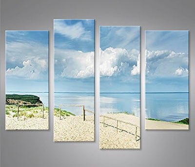 islandburner Bild Bilder auf Leinwand Strand V4 Nordsee Strand Dünen Meer Sand 4er XXL Poster Leinwa