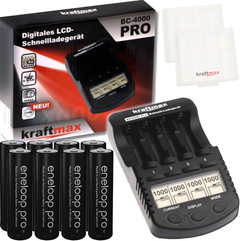Kraftmax BC-4000 Pro + 8X XX PRO AA Panasonic Eneloop Akkus in Box 3: BC-4000 Pro inkl. 8 Eneloop PR