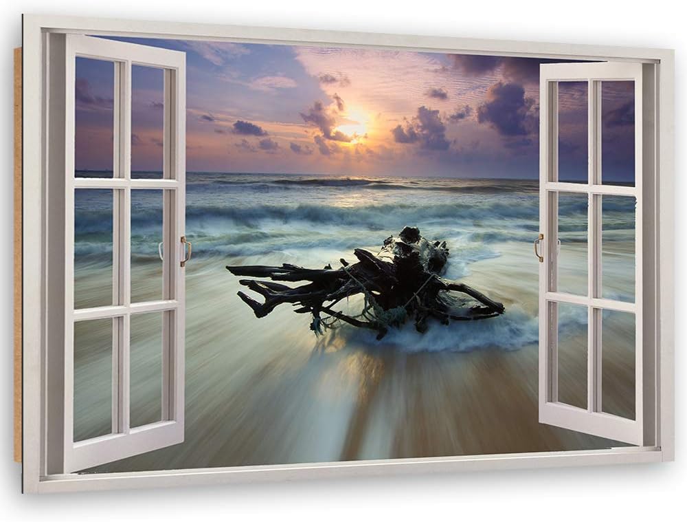 Wanddeko Meer Kunst modern Bilder 3D Illusion Blau 90x60 cm Deko Paneel 90x60 cm Blau_c, Deko Paneel