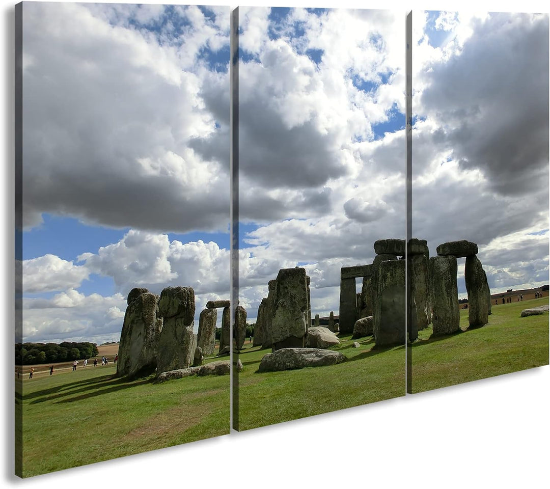 deyoli gigantische Stonehenge Felsformation in England Format: 3-teilig 120x80 als Leinwandbild, Mot