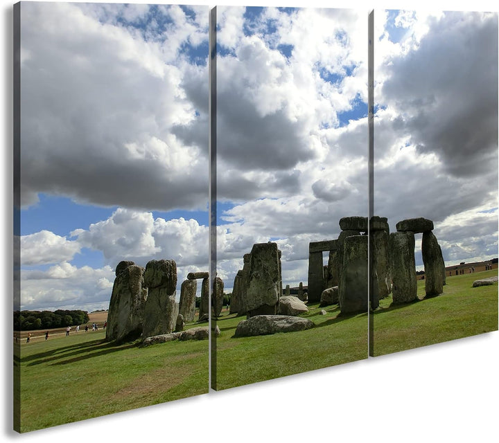 deyoli gigantische Stonehenge Felsformation in England Format: 3-teilig 120x80 als Leinwandbild, Mot