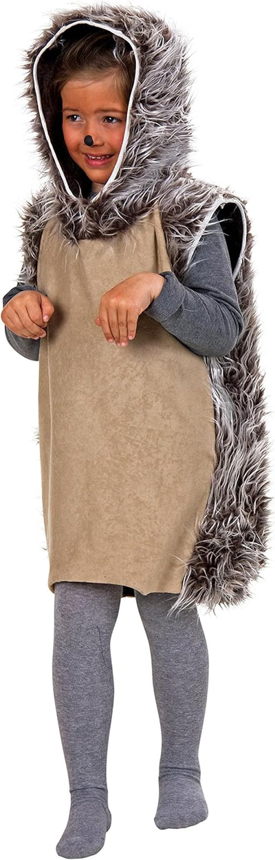 Festartikel Müller ärmelloses Igel Kinderkostüm mit Kapuze in der Grösse 116, 118.706.16, Grau/Beige