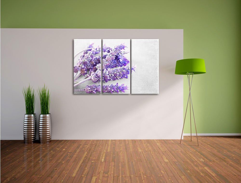 Pixxprint getrockneter Lavendel als Leinwandbild | Grösse: 3 Teilig (120x80) | Wandbild| Kunstdruck