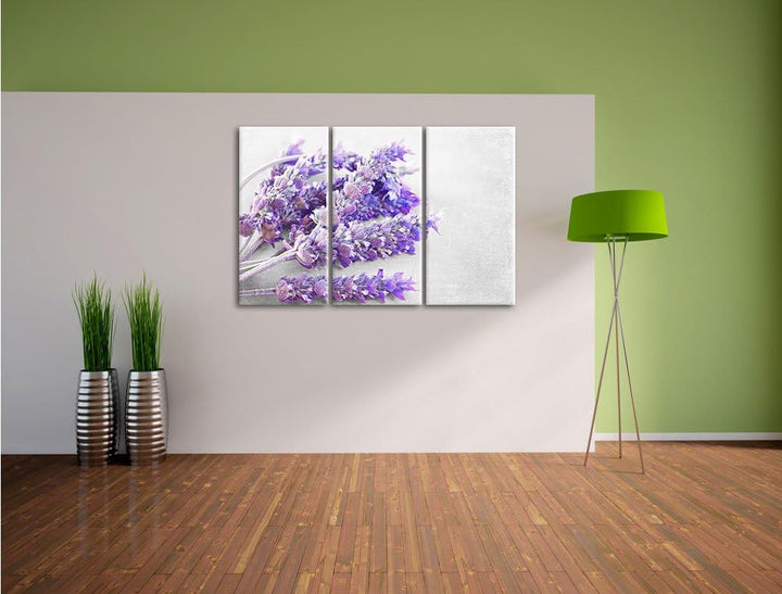 Pixxprint getrockneter Lavendel als Leinwandbild | Grösse: 3 Teilig (120x80) | Wandbild| Kunstdruck
