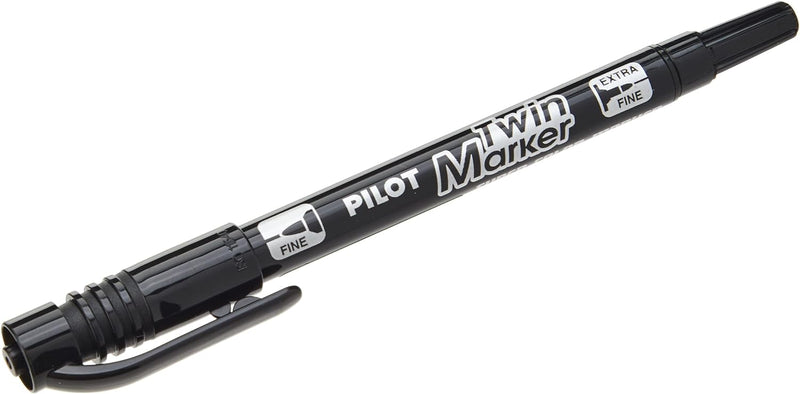 Pilot Twin Marker BeGreen Permanentmarker, 2 Spitzen, Rundspitzen/fein/mittel, 10 Stück Noire, Noire