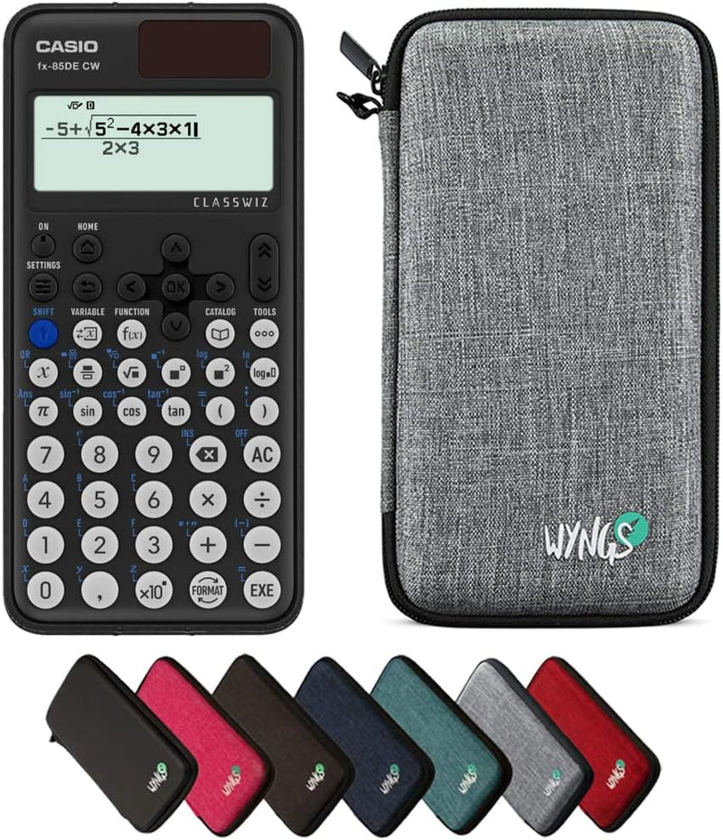 CALCUSO Sparpaket: Casio FX-85DE CW ClassWiz technisch-wissenschaftlicher Schulrechner + WYNGS Schut