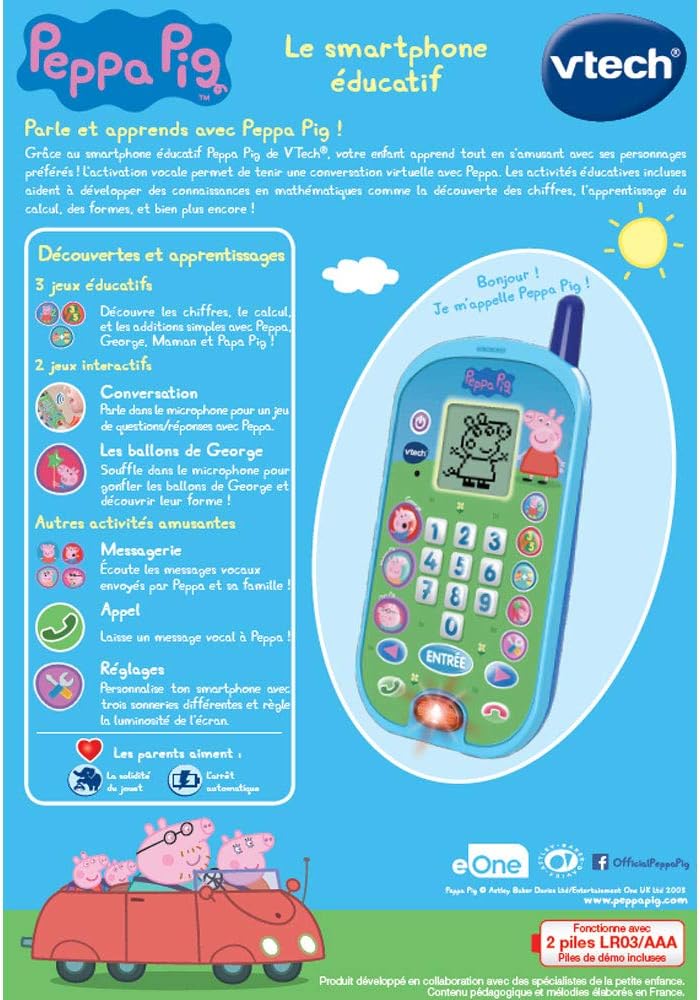 VTech- Peppa Pig Kinder-Telefon 80523105, mehrfarbig Französische Version