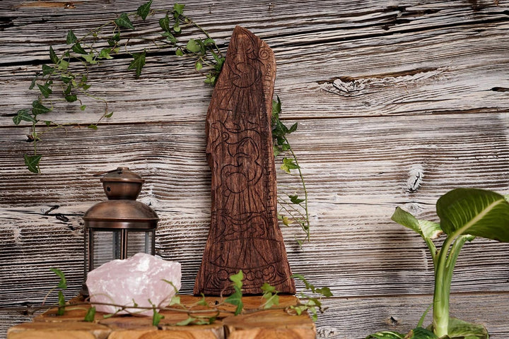 Windalf Wikinger Wandrelief EINHERJER 47 cm Vikings Bildstein Holzbild Nordische Mythologie Handarbe