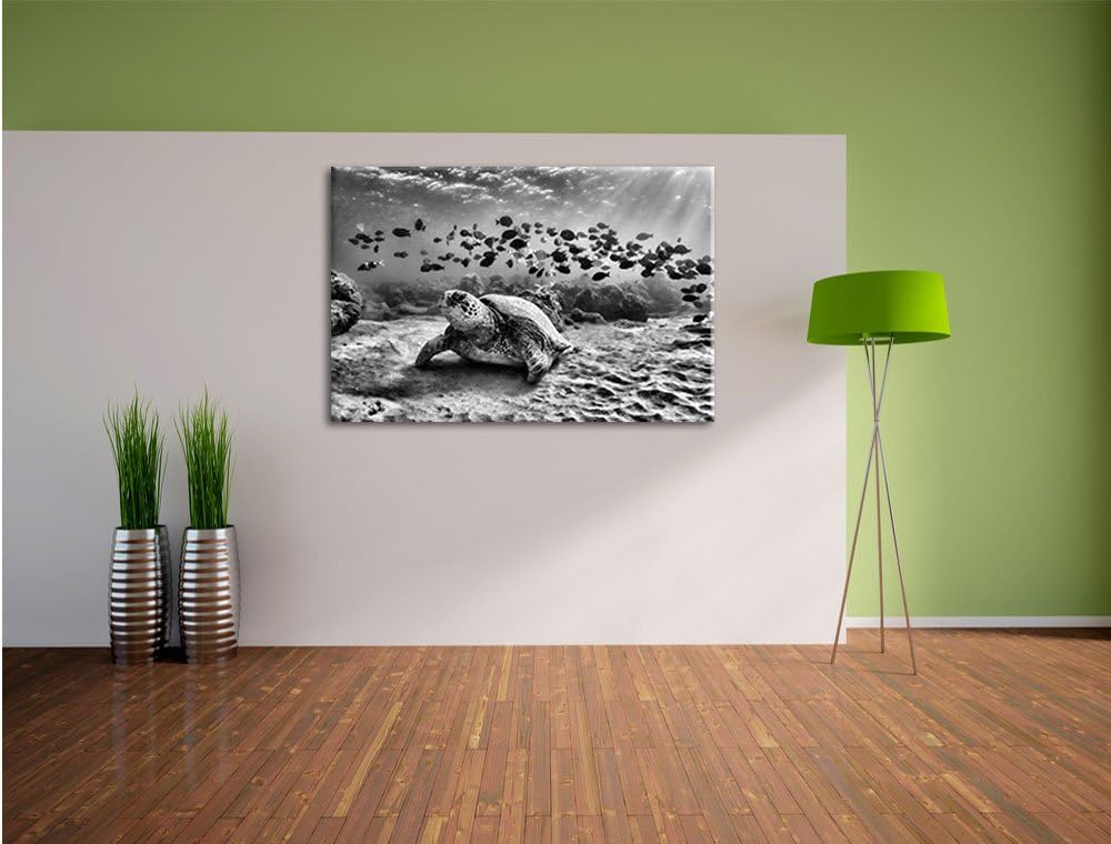 Monocrome, Ninja Turtles, Format: 100x70 auf Leinwand, XXL riesige Bilder fertig gerahmt mit Keilrah