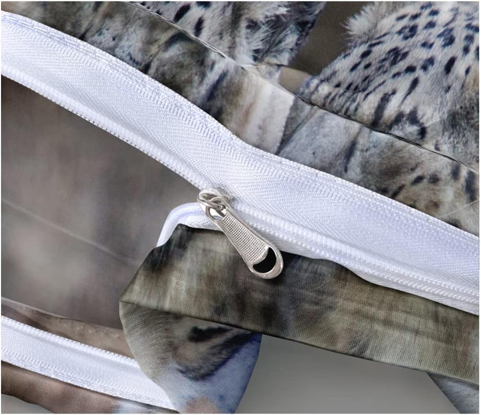 DXHOME Bettwäsche 155x220 3teilig 3D Leopard Wildtier Tiermotiv Wendebettwäsche Weiche Hochwertige W