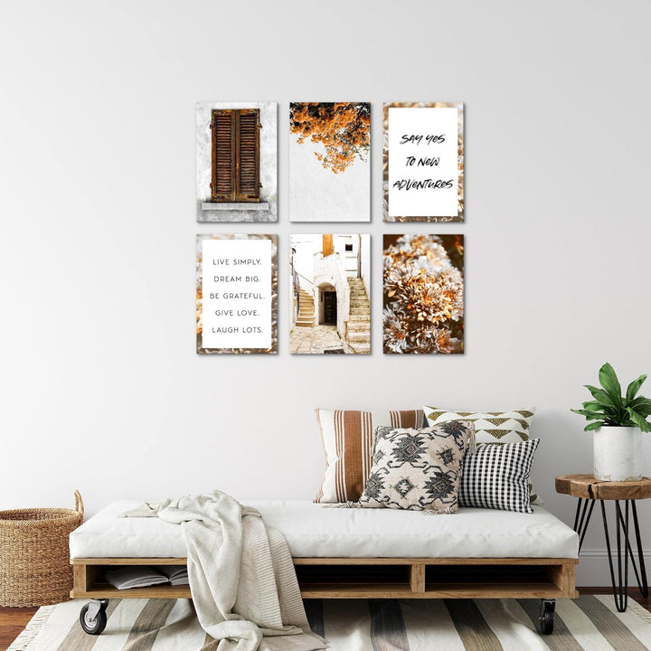 Novart Wandbilder Set - KOMPLETT AUFHÄNGFERTIG - Made in Germany - Moderne Bilder Blumen Zitate Mädc
