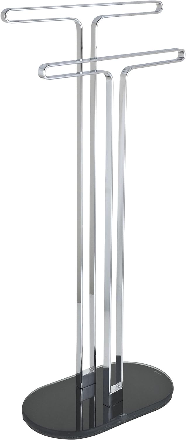 Wenko 19506100 Handtuch und Kleiderständer Sora - Glas, 40 x 82 x 20 cm, chrom / schwarz