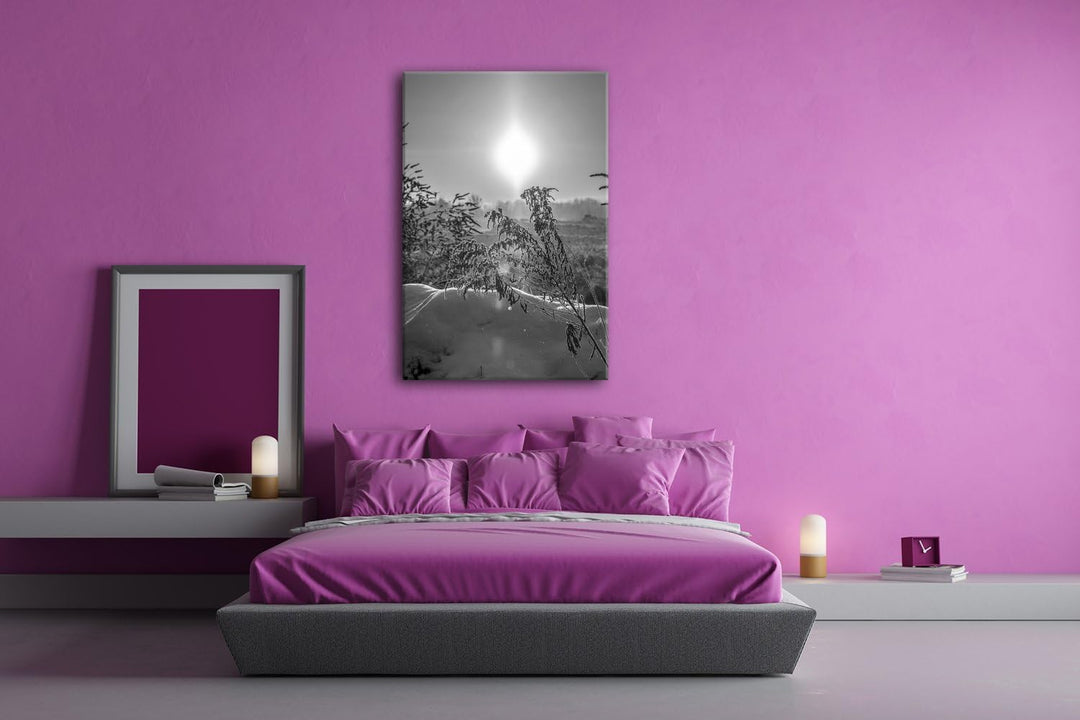deyoli schneebedeckte Landschaft Format: 80x60 Effekt: Schwarz/Weiss als Leinwand, Motiv fertig gera