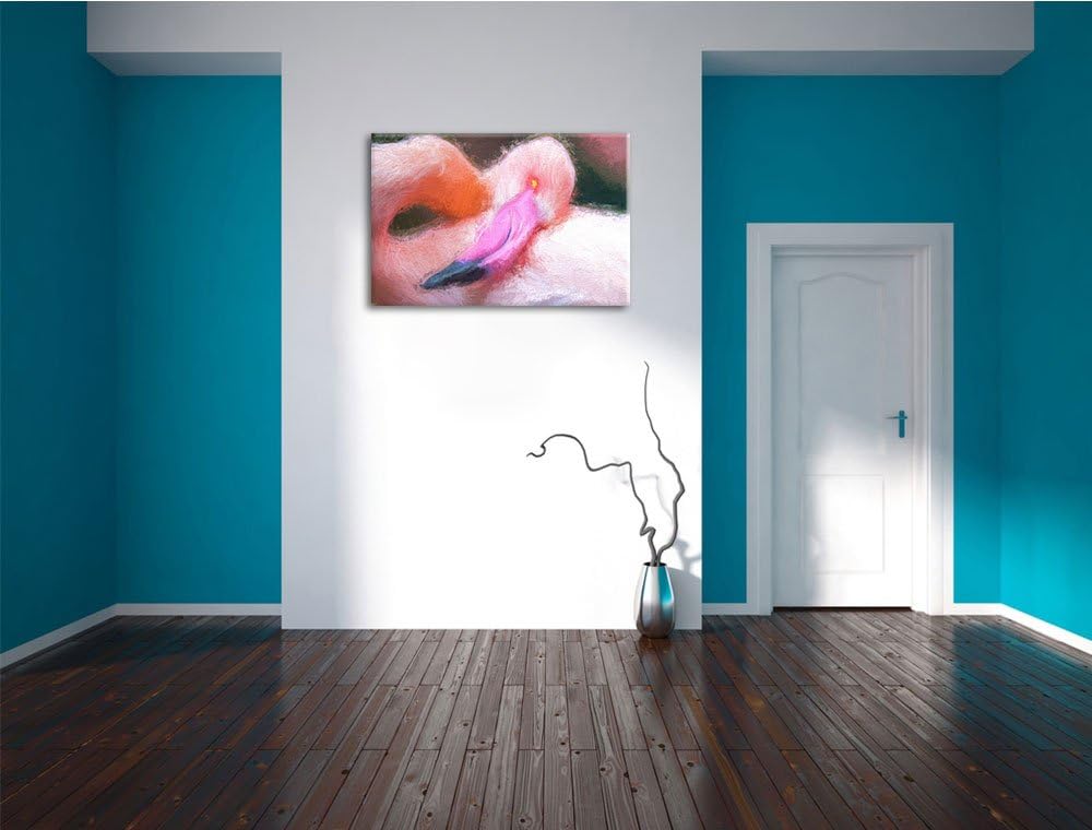 schöner Flamingo Deluxe Format: 100x70 cm auf Leinwand, XXL riesige Bilder fertig gerahmt mit Keilra