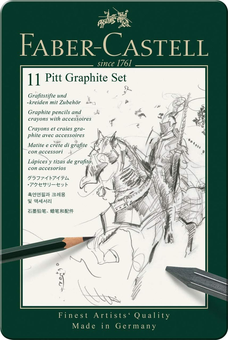 Faber-Castell - Pitt Graphite Set im Metalletui, klein, 11 + 3 -teilig (inklusive Radierstift mit Pi