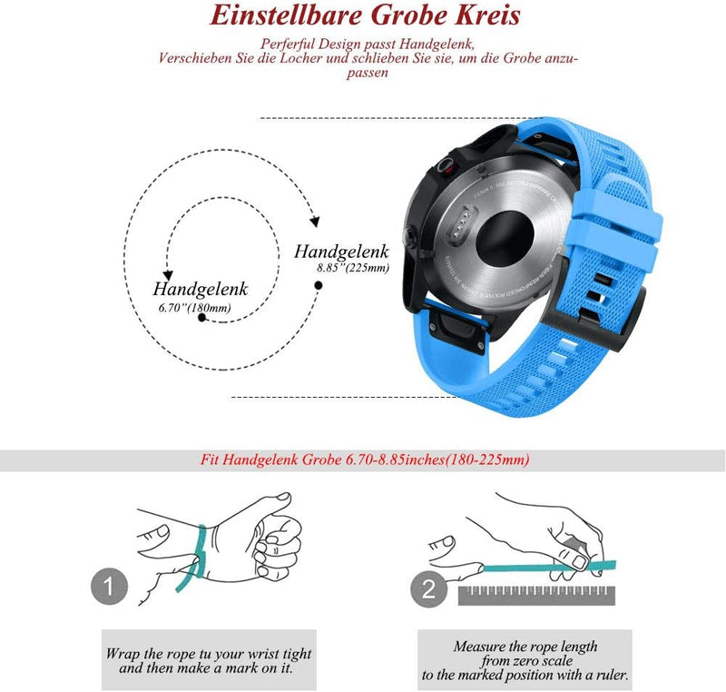 ANBEST Kompatibel mit Fenix 5X/Fenix 6X/Fenix 7X Armband, 26mm Schnellverschluss Ersatzarmband für F