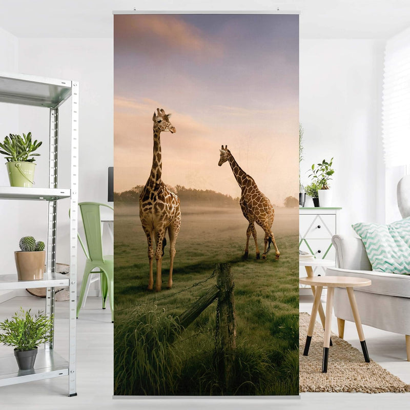 Bilderwelten Raumteiler Surreal Giraffes 250x120cm inkl. transparenter Halterung, inkl. transparente