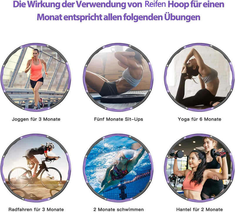 Aoweika Hula Hoop Reifen Erwachsene, 95cm Fitness Hoola Reifen Hoop Geeignet für Anfänger und Profis