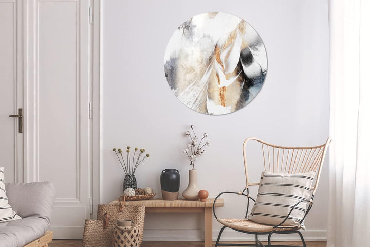 MuchoWow Wandbild Rund Wanddeko Deko Wohnzimmer Bilder 90x90 cm Abstrakt - Gold - Design - Luxe, 90x