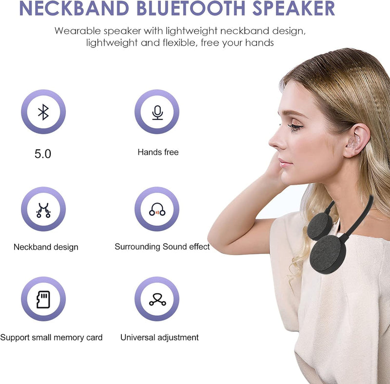 Yunseity Tragbarer Lautsprecher, Nackenbügel-Bluetooth-Lautsprecher, Eingebautes Mikrofon, Freisprec